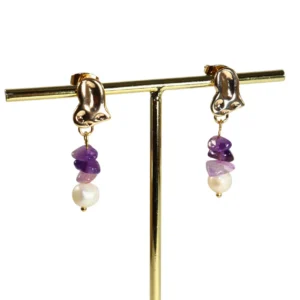 Aretes con chip de piedra Amatista