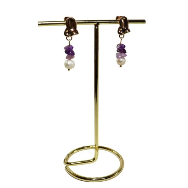 Aretes con chip de piedra Amatista