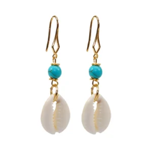 Aretes con concha de mar y piedra Turquesa
