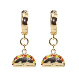 Aretes con dije de taquitos mexicanos