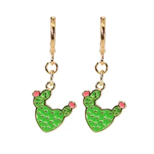 Aretes con dije de nopalito mexicano