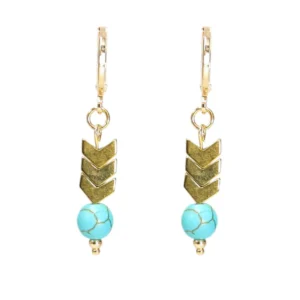 Aretes de piedras Hematita y piedra Turquesa