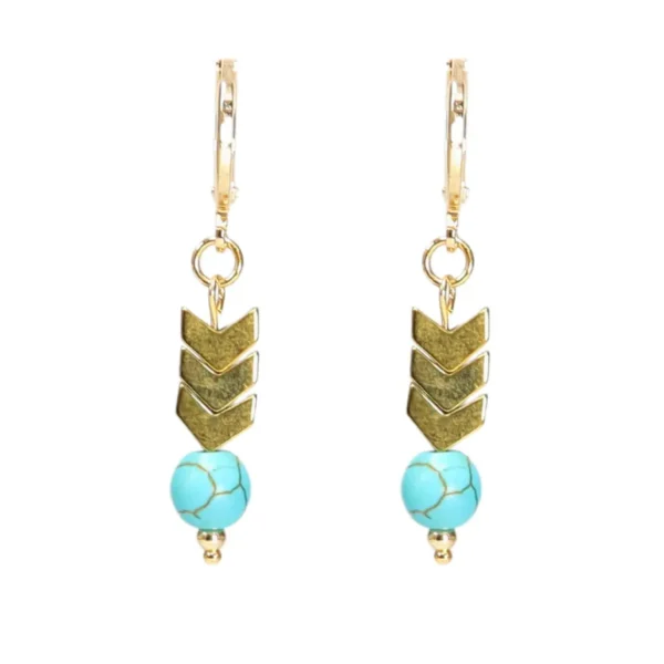 Aretes de piedras Hematita y piedra Turquesa