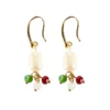 Aretes con cristales tricolor y perla
