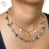 Collar con chip de Piedras Naturales y componentes de chapa de oro