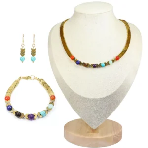 Conjunto Collar Pulsera 7 Chakras De Hematita Y Piedras Naturales