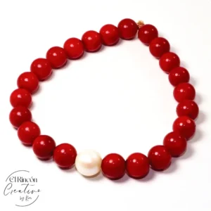 Pulsera de coral con perla mallorca