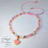 Pulsera de cristales con dije de corazón