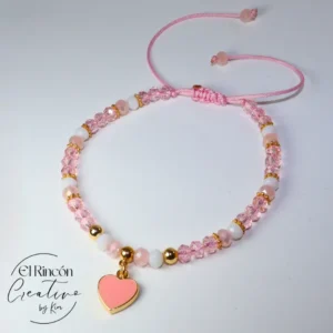 Pulsera de cristales con dije de corazón
