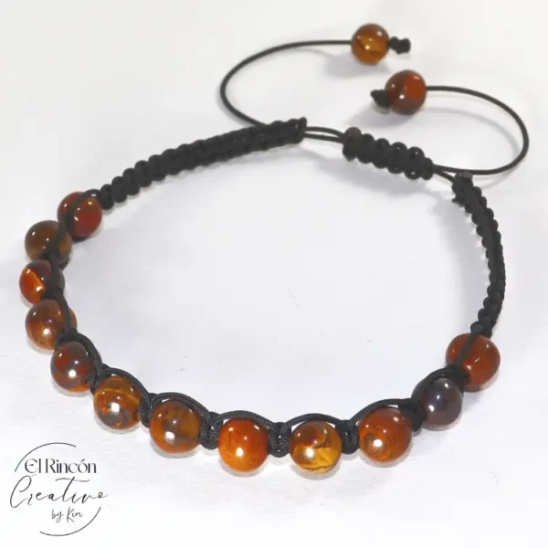 Pulsera tejida de piedras ojo de tigre