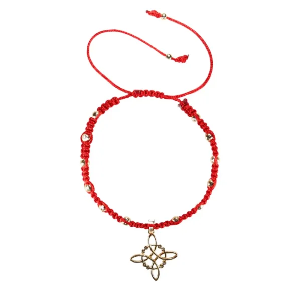 Pulsera tejida con dije nudo de bruja